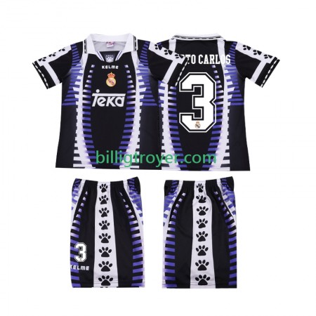 Billige Fotballdrakter Real Madrid ROBERTO CARLOS 3 Barn Retro Tredjedraktsett 1997 1998 Kortermet